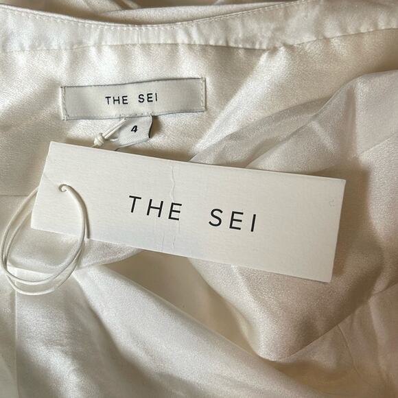 The Sei Cross Wrap Halter Neck Silk White Ivory Midi Dress Size 4 - Picture 8 of 9